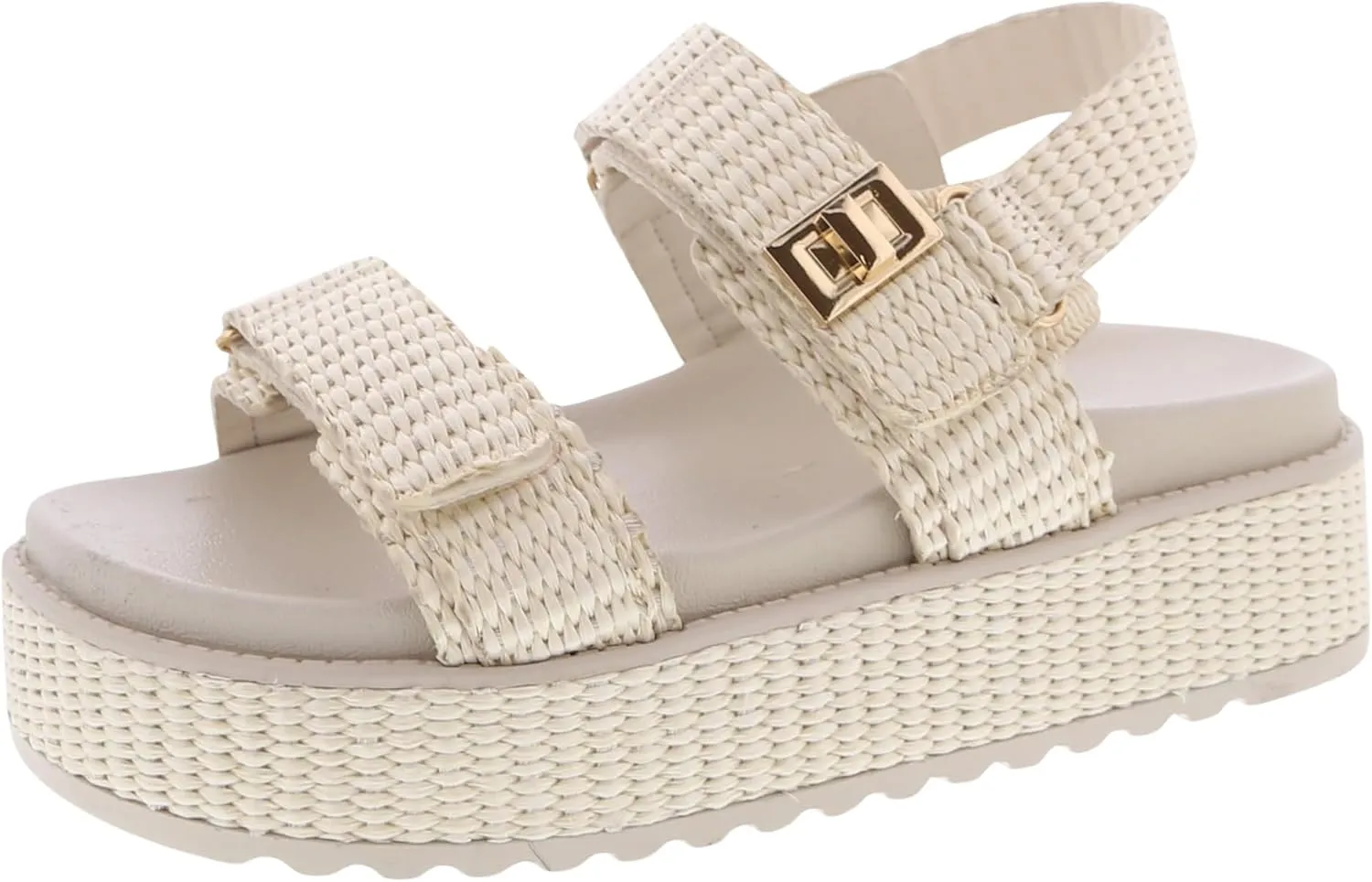 TruFox Women's Flat Sandals Comfort Adjustable Double Strap Slip on Molded Footbed