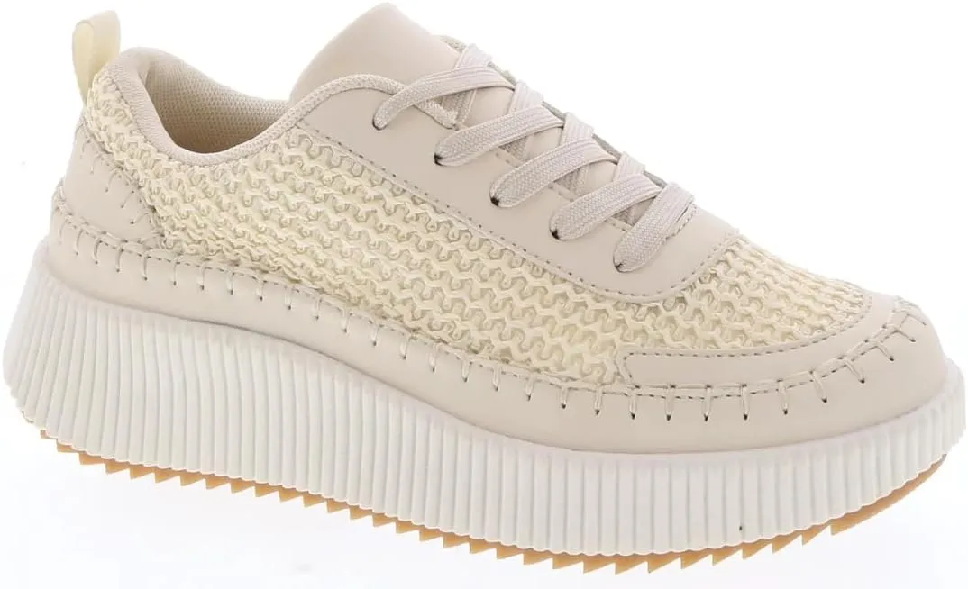 TruFox Women's Lace Up Platform Woven Sneakers Comfortable Fashion Sneaker Low Top Chunky Walking Shoes