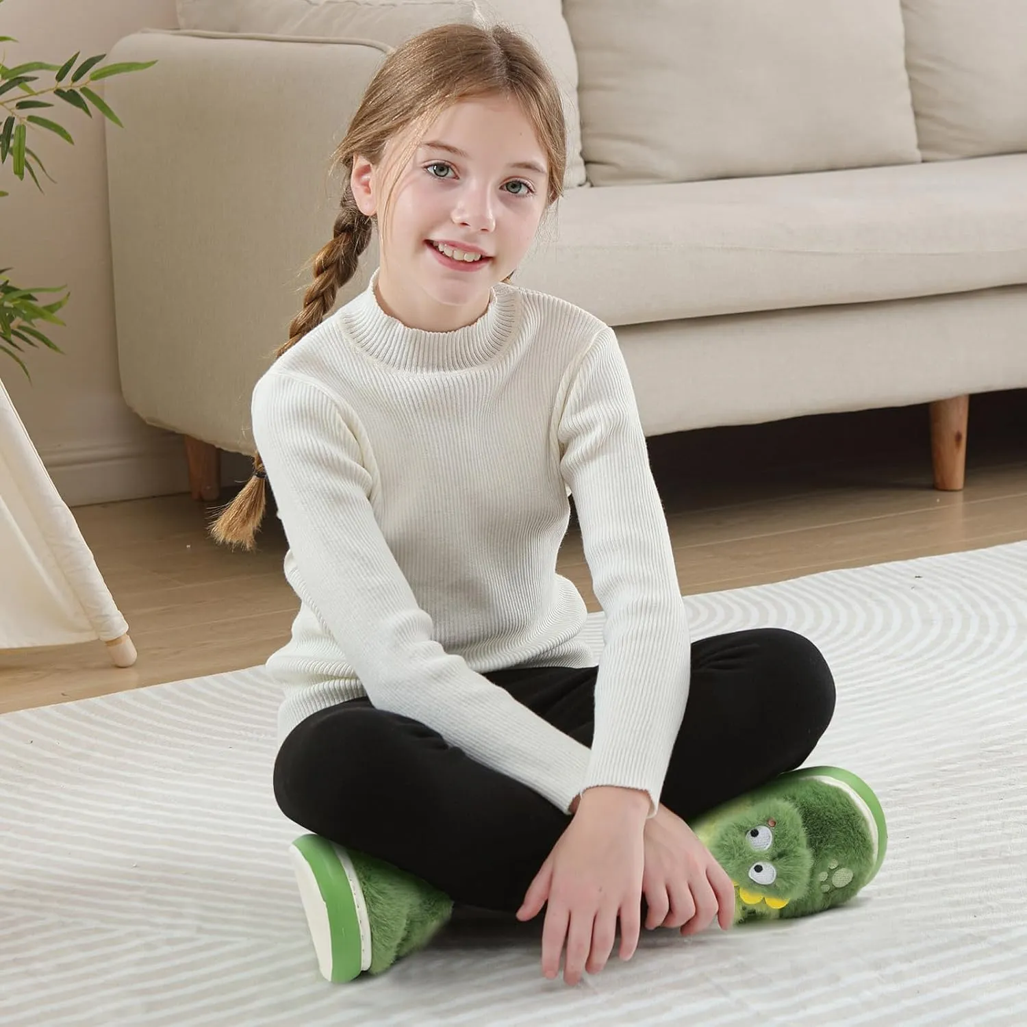 TXJ Sports Toddler Slippers for Girls Boys Soft Plush House Slippers Kids Winter Fuzzy Slipper Indoor Cozy Cute Shoes