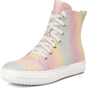 UBWDU Women's High Top Glitter Tennis Sneaker Platform Sneaker with Zipper Rhinestone Bling Wedding Bridal Shoes Shiny Sequin Shoes
