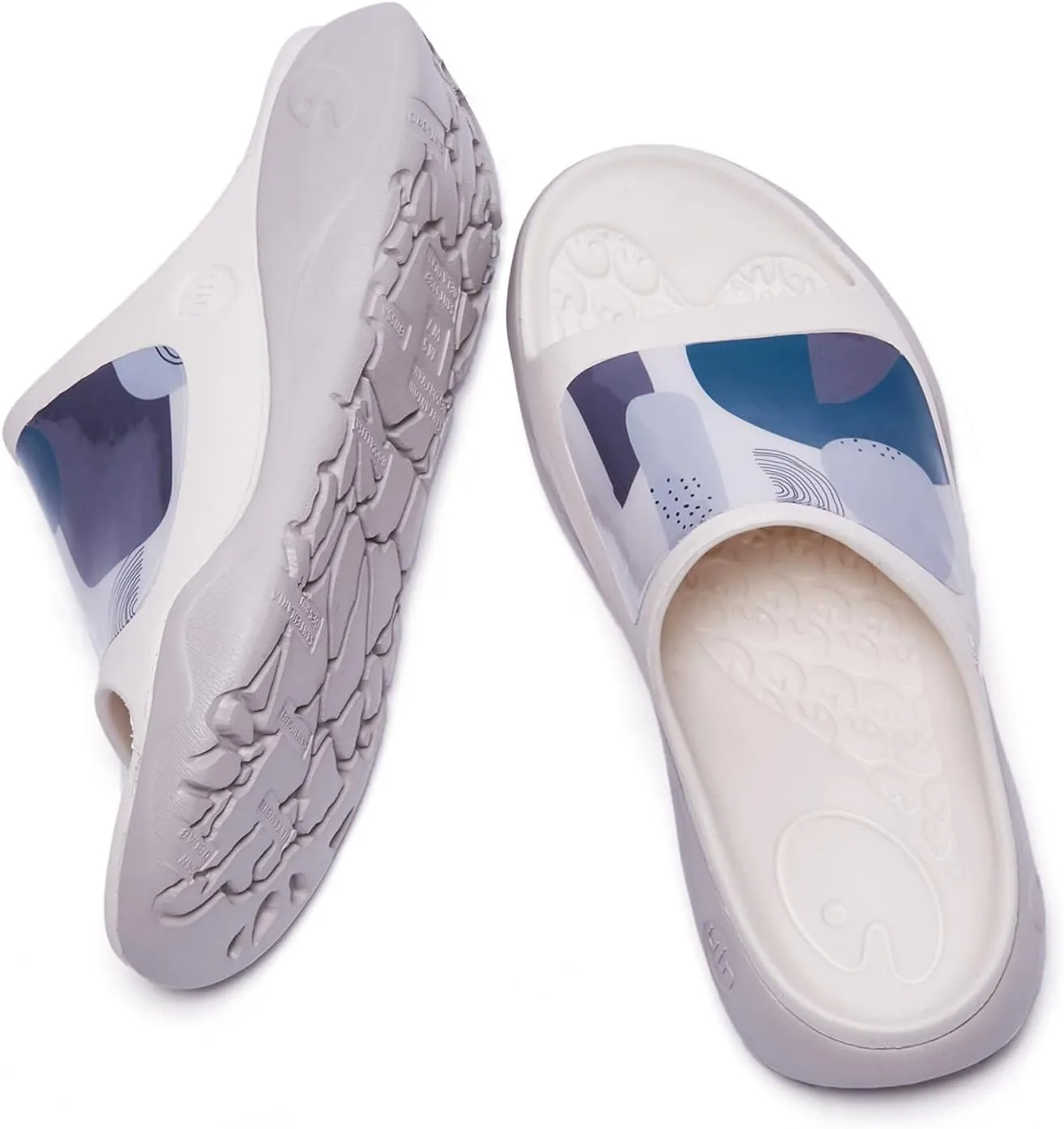 UIN Women's Slides Sandals Beach Summer Casual Art Painted Travel Anti-Slip Comfort Lightweight Fashion Slippers Ibiza