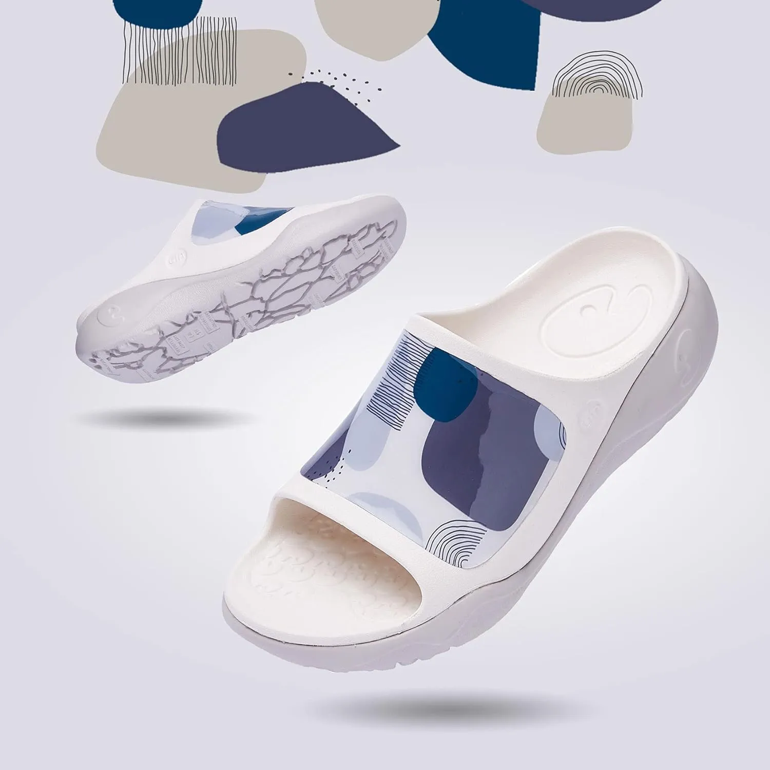 UIN Women's Slides Sandals Beach Summer Casual Art Painted Travel Anti-Slip Comfort Lightweight Fashion Slippers Ibiza