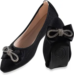 Unifizz Women's Ballet Flat Shoes - Cute Beads Bowtie Wedding Flats Slip on Flats for Women Comfortable