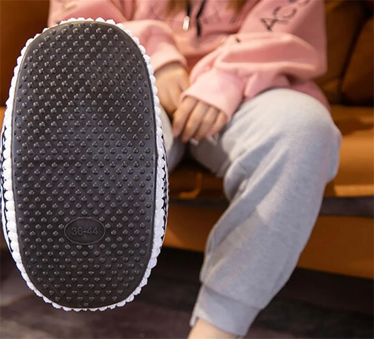 Unisex Cosy Trendy Sneaker Slippers - Warm Plush Anti-Skid Rubber Sole Comfy Fluffy Shoes - One-Size 6-12 Fleece Lined House Shoes