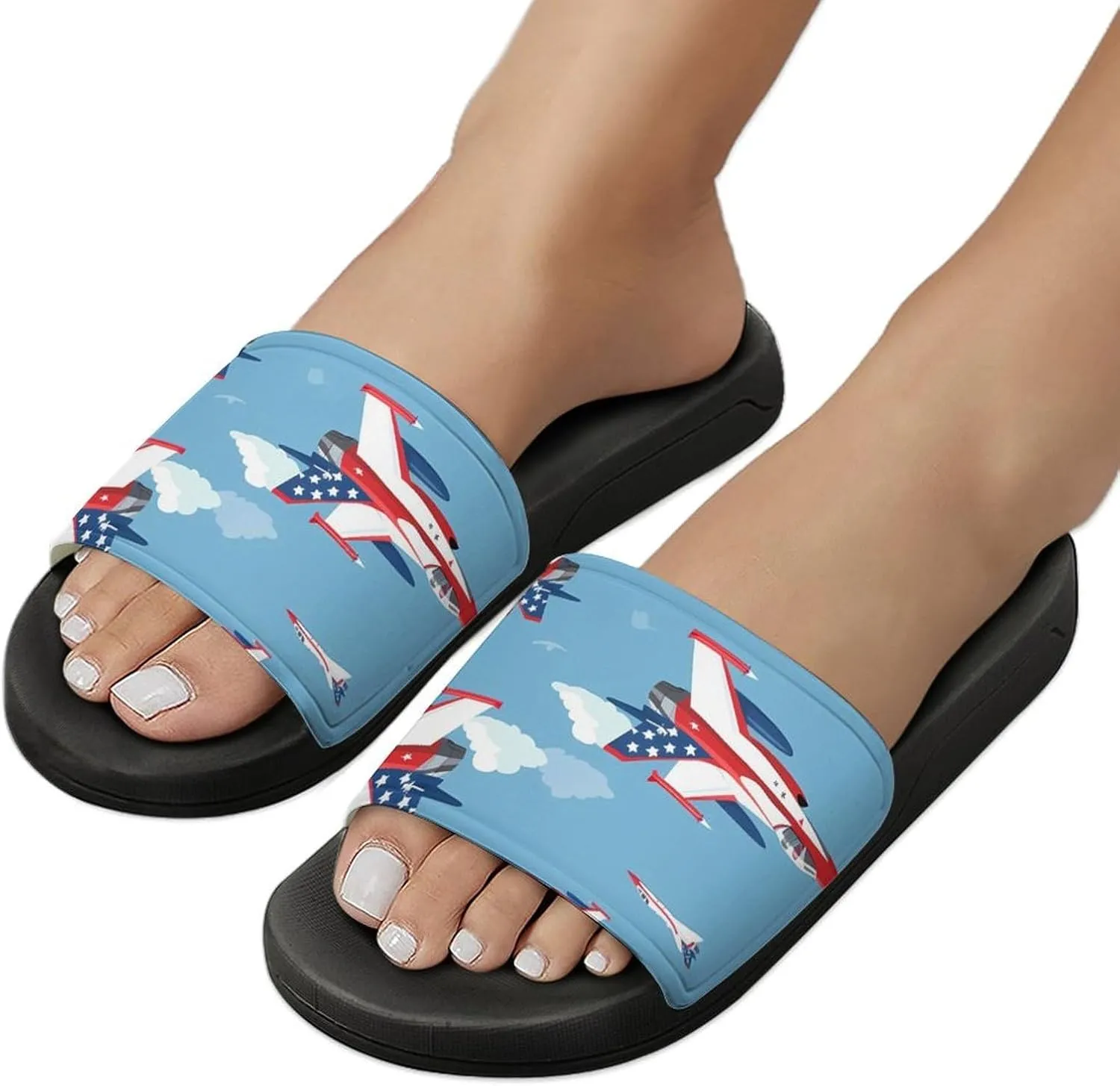 USA Fighter Planes Slippers for Women Men Anti-Slip Shower Slides Open Toe Slippers for Home Outdoor Beach