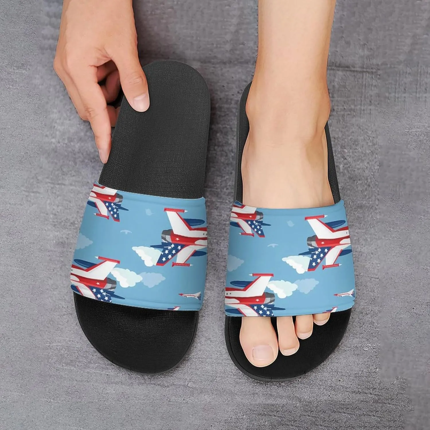 USA Fighter Planes Slippers for Women Men Anti-Slip Shower Slides Open Toe Slippers for Home Outdoor Beach