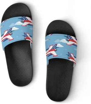 USA Fighter Planes Slippers for Women Men Anti-Slip Shower Slides Open Toe Slippers for Home Outdoor Beach