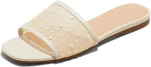 USIMAD Mesh Flats Open Toe Slip On Slide Sandals with Memory Foam insole