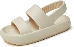 utune Sandals For Women,Casual Open Toe Cloud Slide Sandals Soft Thick Sole Non-Slip Indoor Outdoor Summer Sandal