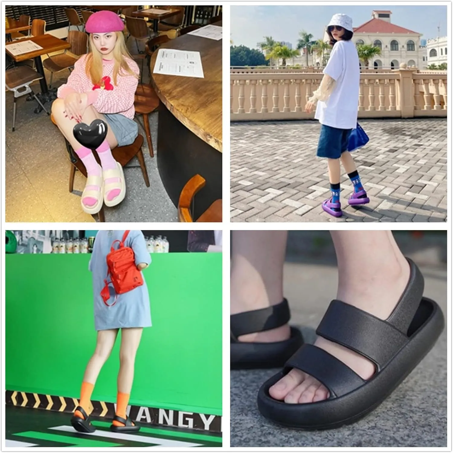 utune Sandals For Women,Casual Open Toe Cloud Slide Sandals Soft Thick Sole Non-Slip Indoor Outdoor Summer Sandal