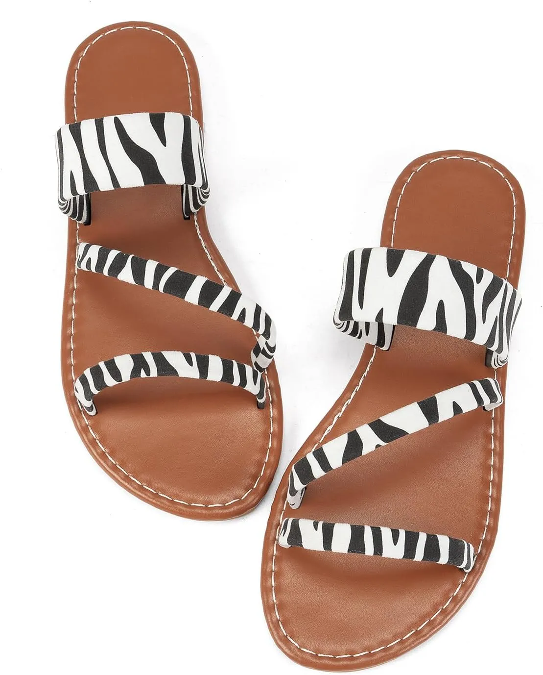 Verdusa Women's Leopard Print Strappy Summer Flat Sandals Slip On Slides