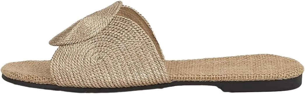 Verdusa Women's Open Toe Flat Sandal Casual Slip On Slides Beach Sandals
