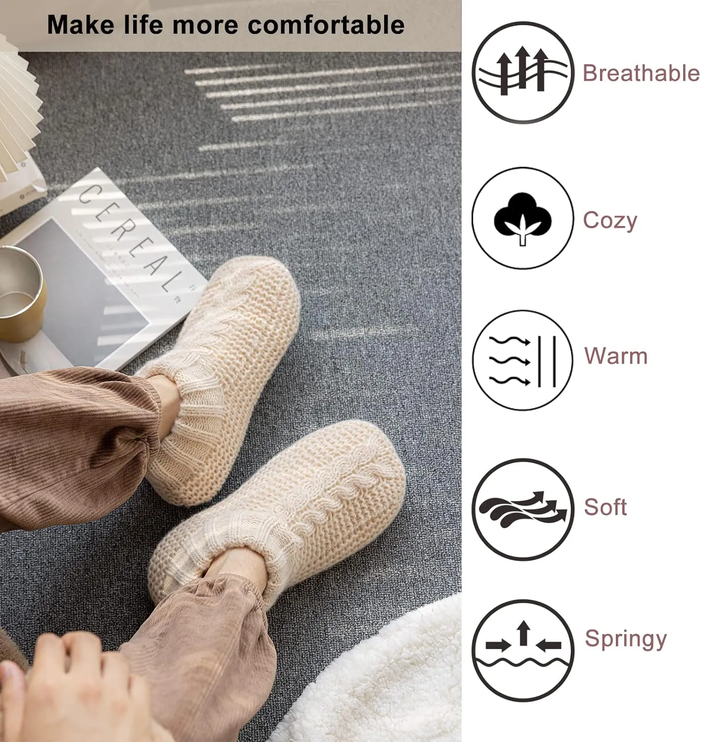 Vihir Cozy and Warm Men Slipper Socks - Non-Slip and Stylish Floor Indoor House Shoes