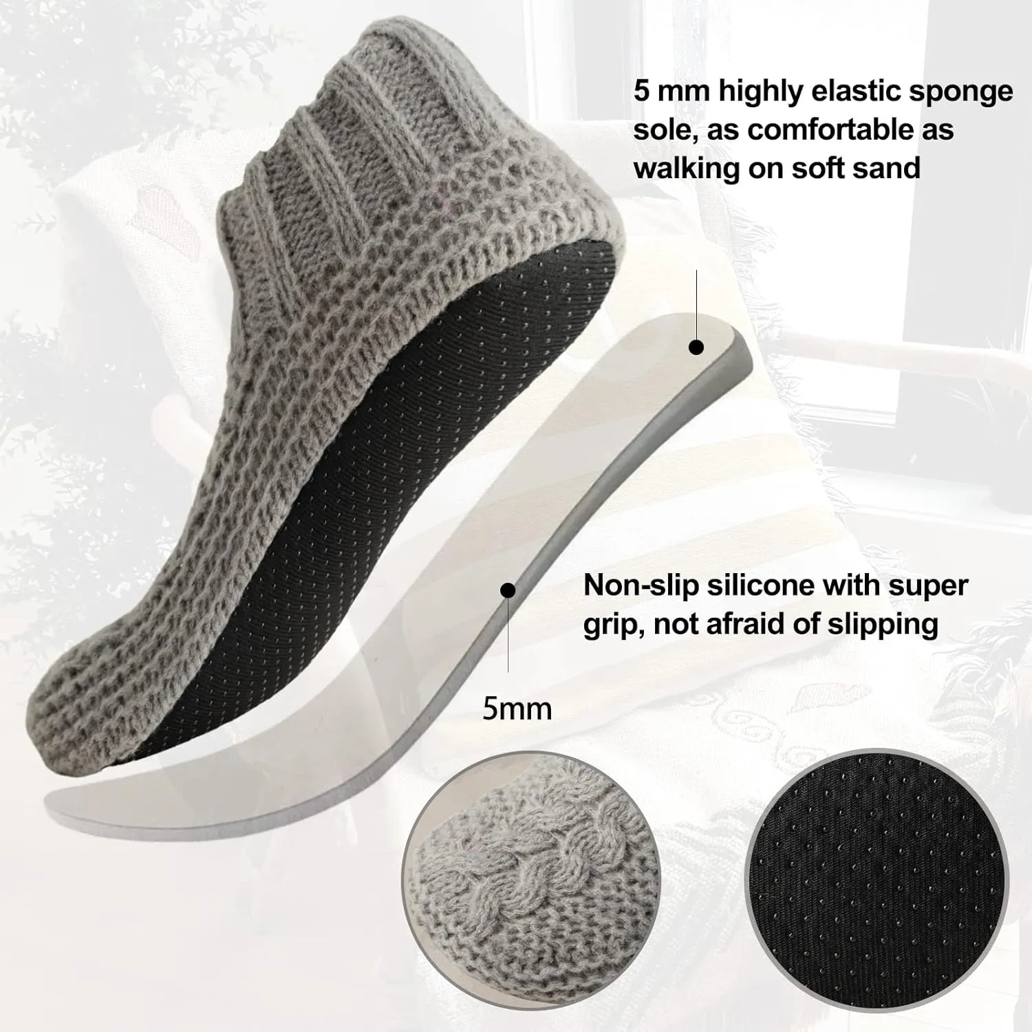 Vihir Cozy and Warm Men Slipper Socks - Non-Slip and Stylish Floor Indoor House Shoes