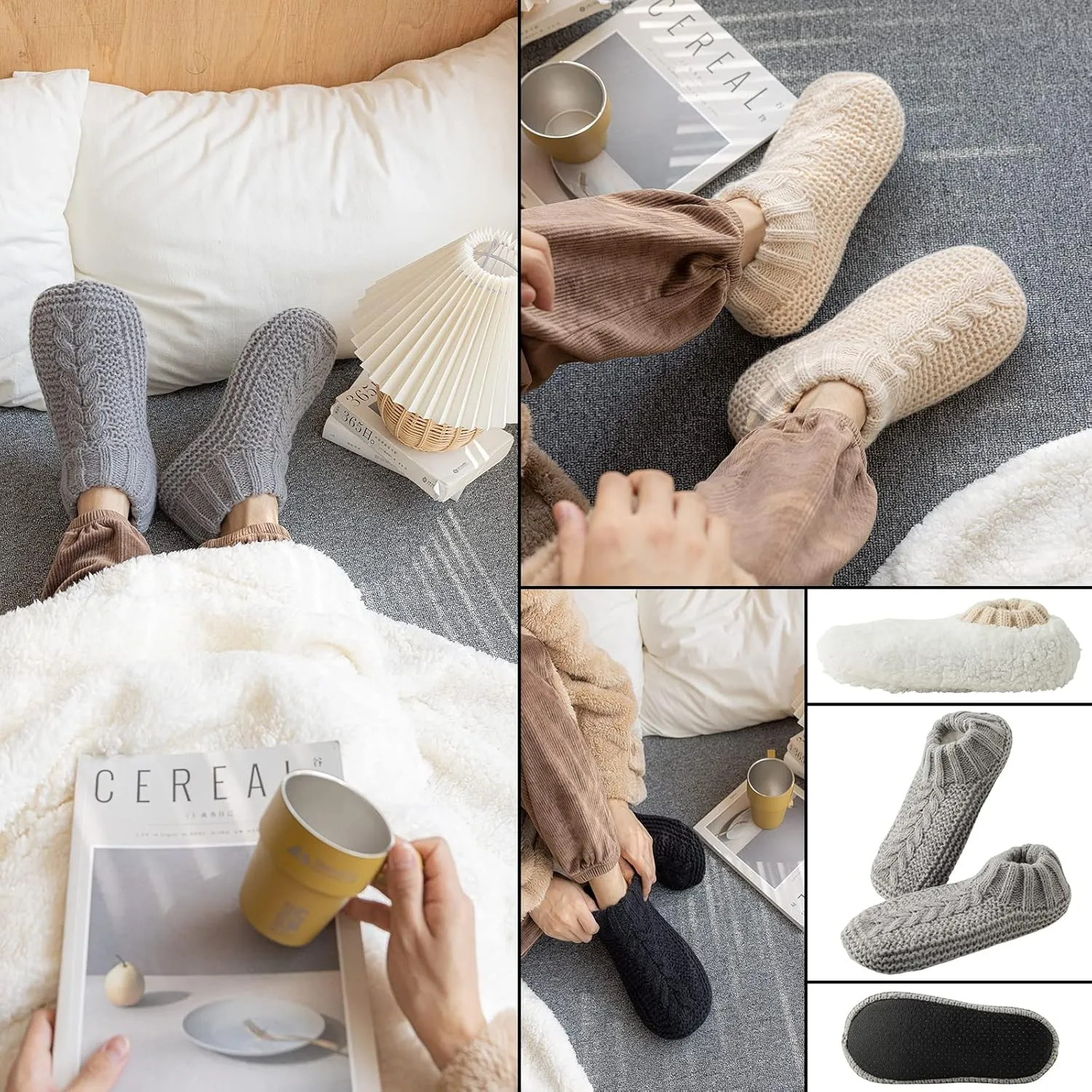Vihir Cozy and Warm Men Slipper Socks - Non-Slip and Stylish Floor Indoor House Shoes