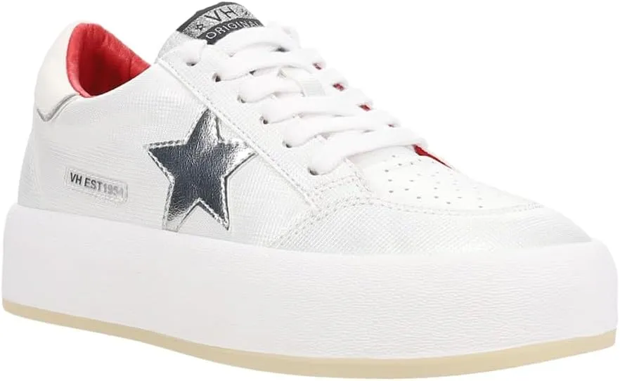 Vintage Havana Womens Ream Metallic Lace Up Platform Sneakers Shoes Casual - White
