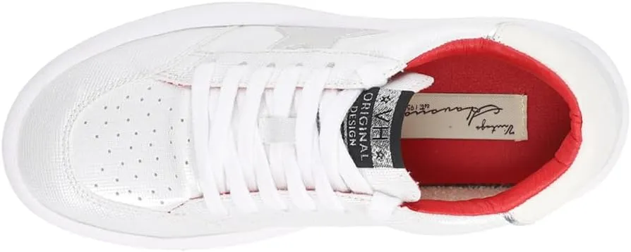 Vintage Havana Womens Ream Metallic Lace Up Platform Sneakers Shoes Casual - White