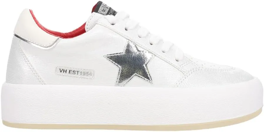 Vintage Havana Womens Ream Metallic Lace Up Platform Sneakers Shoes Casual - White