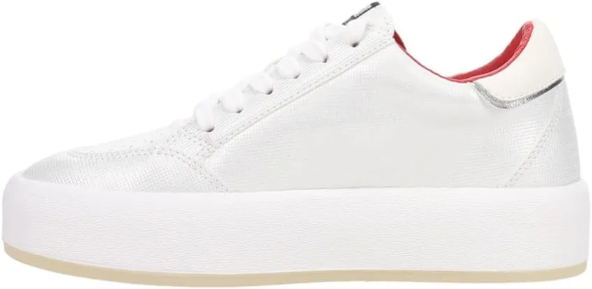 Vintage Havana Womens Ream Metallic Lace Up Platform Sneakers Shoes Casual - White