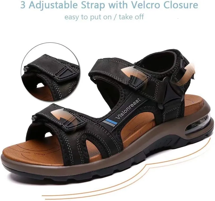 visionreast Mens Athletic Sandals Open Toe Hiking Outdoor Non-slip Sandals Air Cushion Sport Casual Beach Sandals