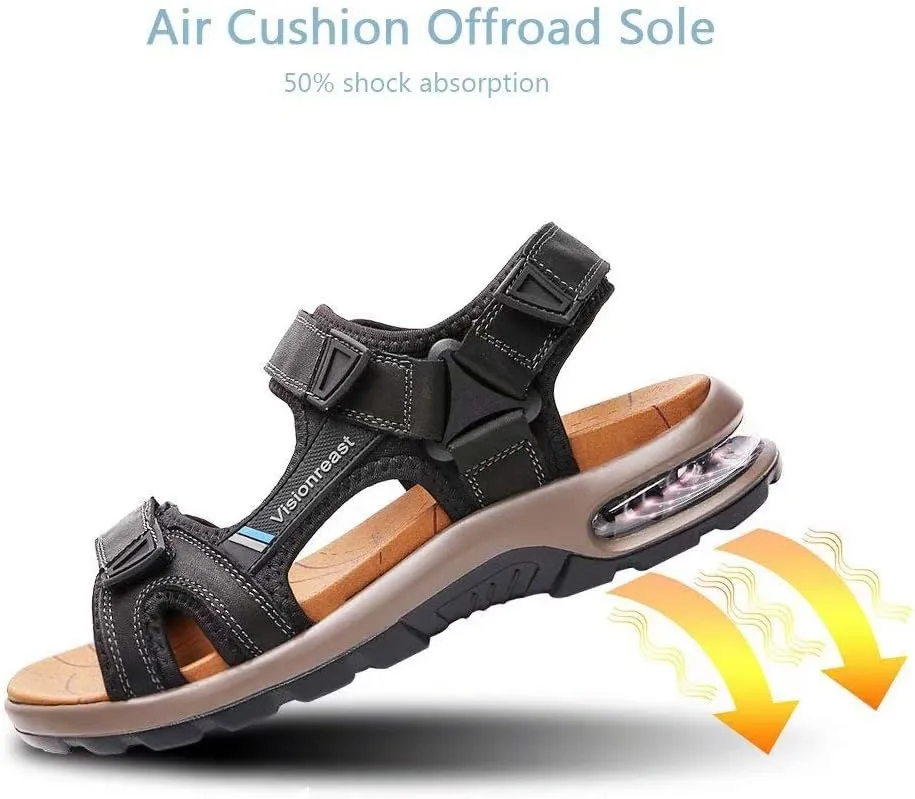visionreast Mens Athletic Sandals Open Toe Hiking Outdoor Non-slip Sandals Air Cushion Sport Casual Beach Sandals