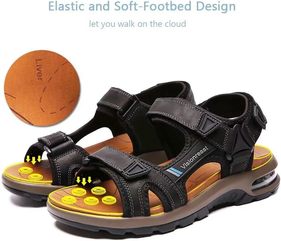 visionreast Mens Athletic Sandals Open Toe Hiking Outdoor Non-slip Sandals Air Cushion Sport Casual Beach Sandals