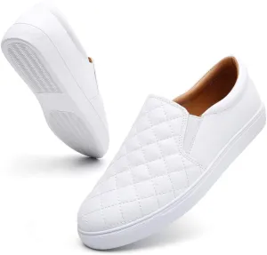 VOCNTVY Womens Loafers Comfort Casual Quilted Leather Slip On Sneakers