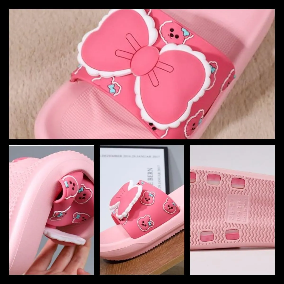 VOIV Cute Multi Colored Bow Tie Pillow Slipper Cloud Slides Non-Slip Summer Slipper