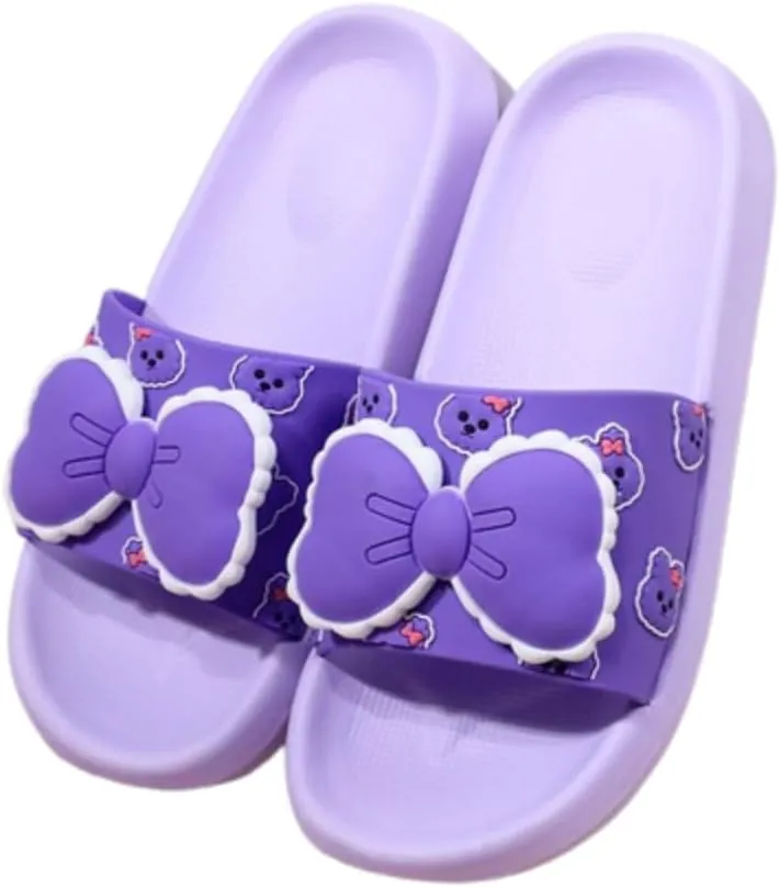 VOIV Cute Multi Colored Bow Tie Pillow Slipper Cloud Slides Non-Slip Summer Slipper