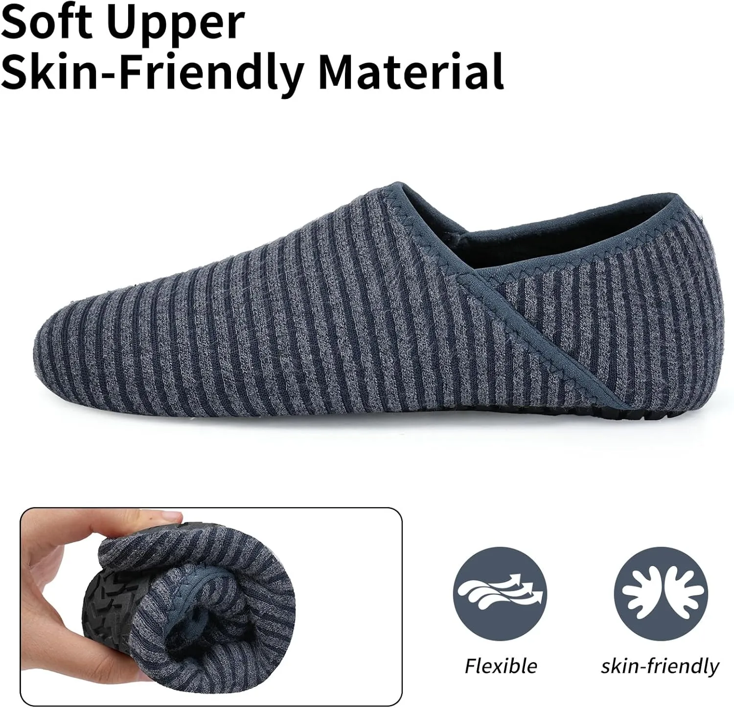 WateLves Womens & Mens Lightweight Cozy Faux Furry House Slippers - Rubber Sole Slip On Sock Shoes - Foldable Travel Slippers - Indoor & Outdoor
