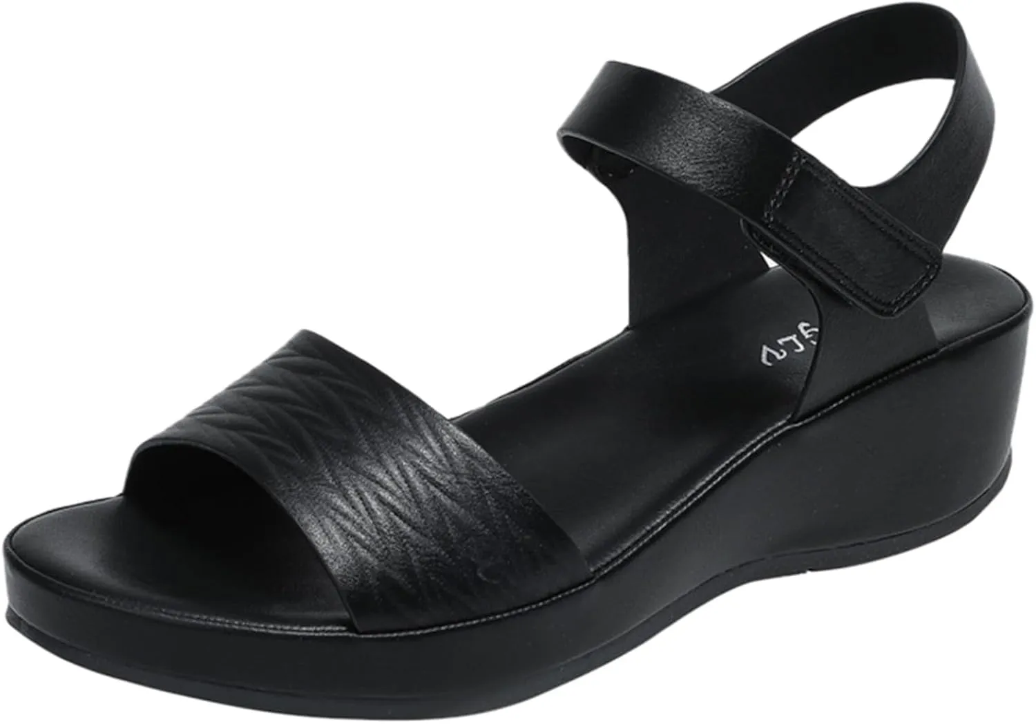 Wedge Sandals for Women 2024 Women Sandals Fashionable New Pattern Simple Solid Color Wedge Hook Loop Comfortable