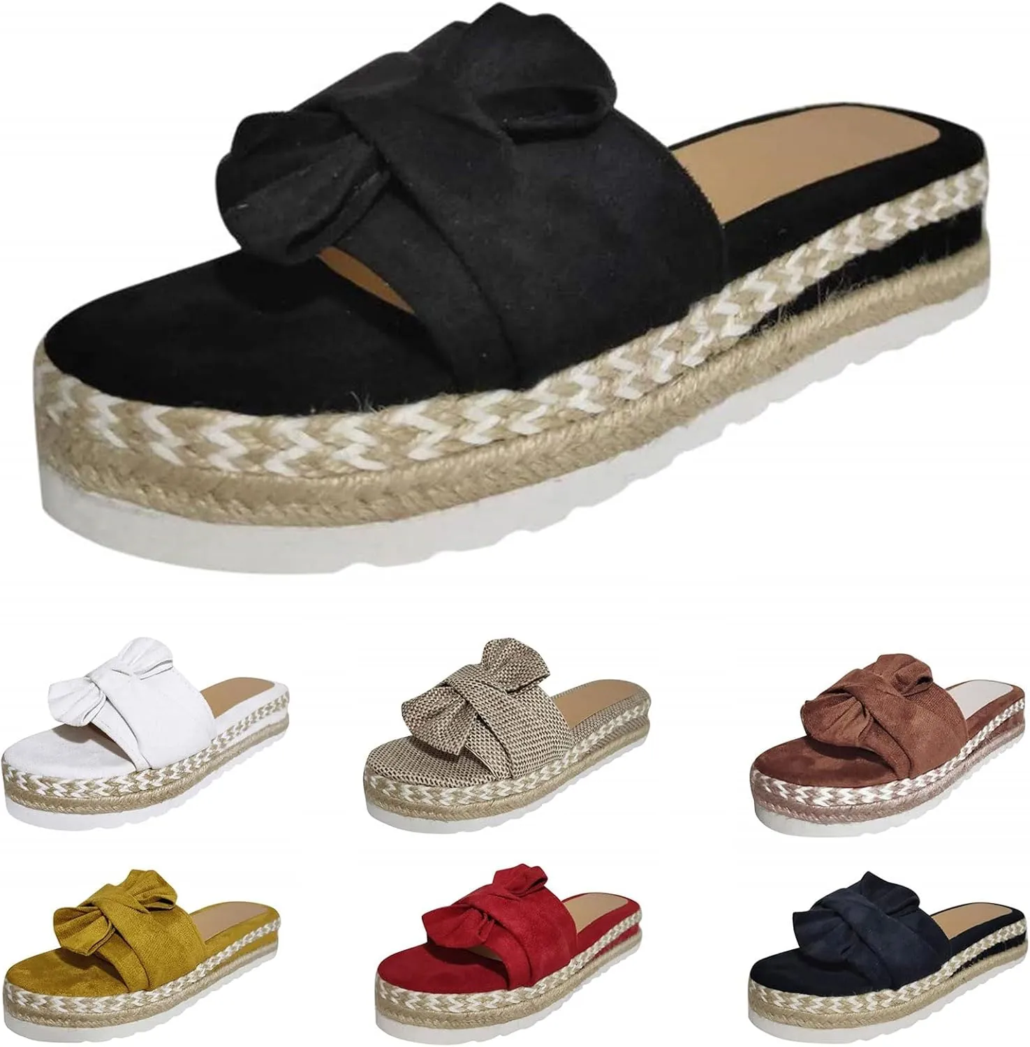 Wedge Sandals for Women 2025 Espadrille Platform Sandals Casual Bowknot Open Toe Sandal Summer Slip On Slippers