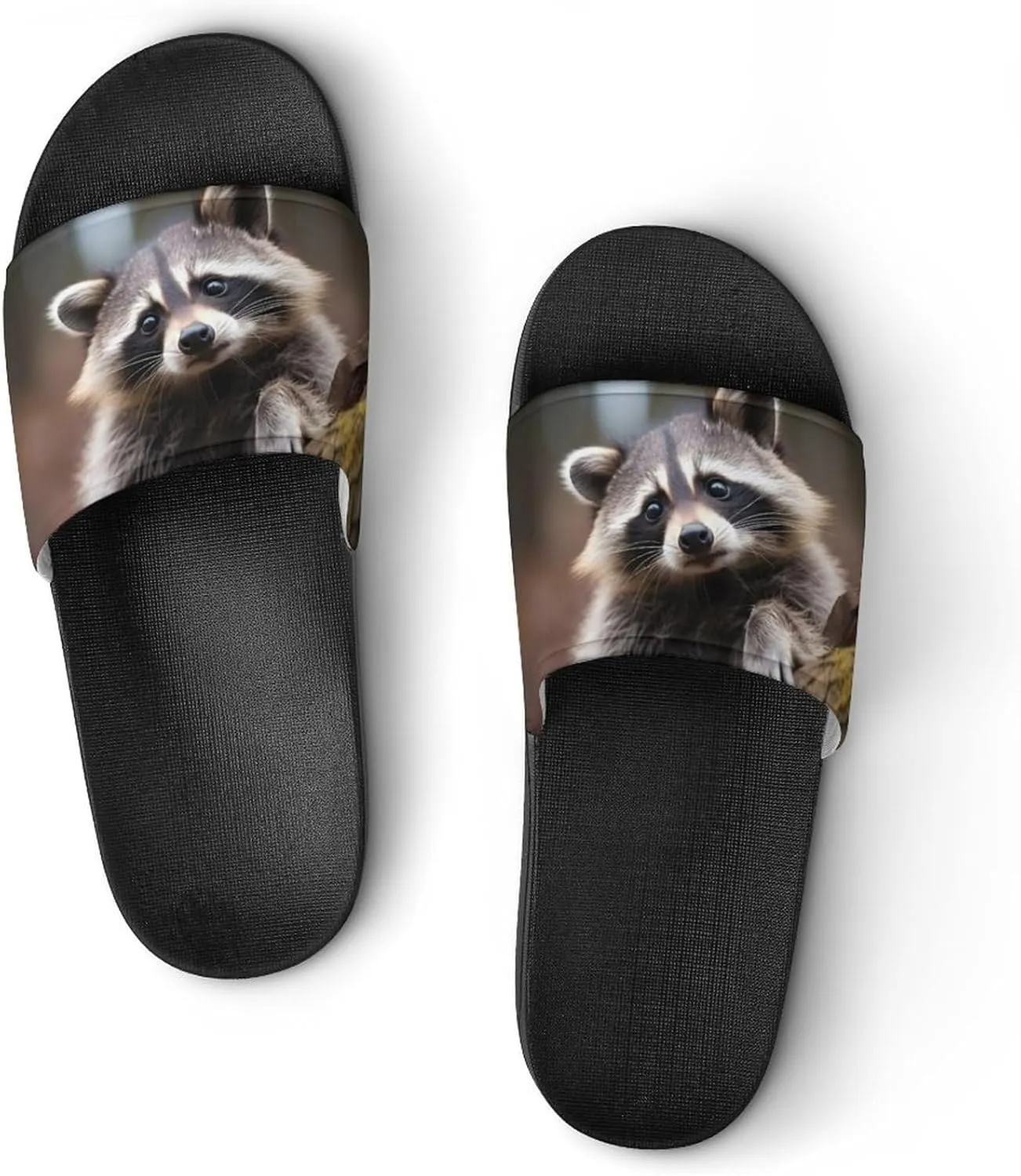 Wild Animal Cute Raccoon PVC Home Slippers Non Slip Shower Shoes Bathroom Slippers Sandals for Women Men