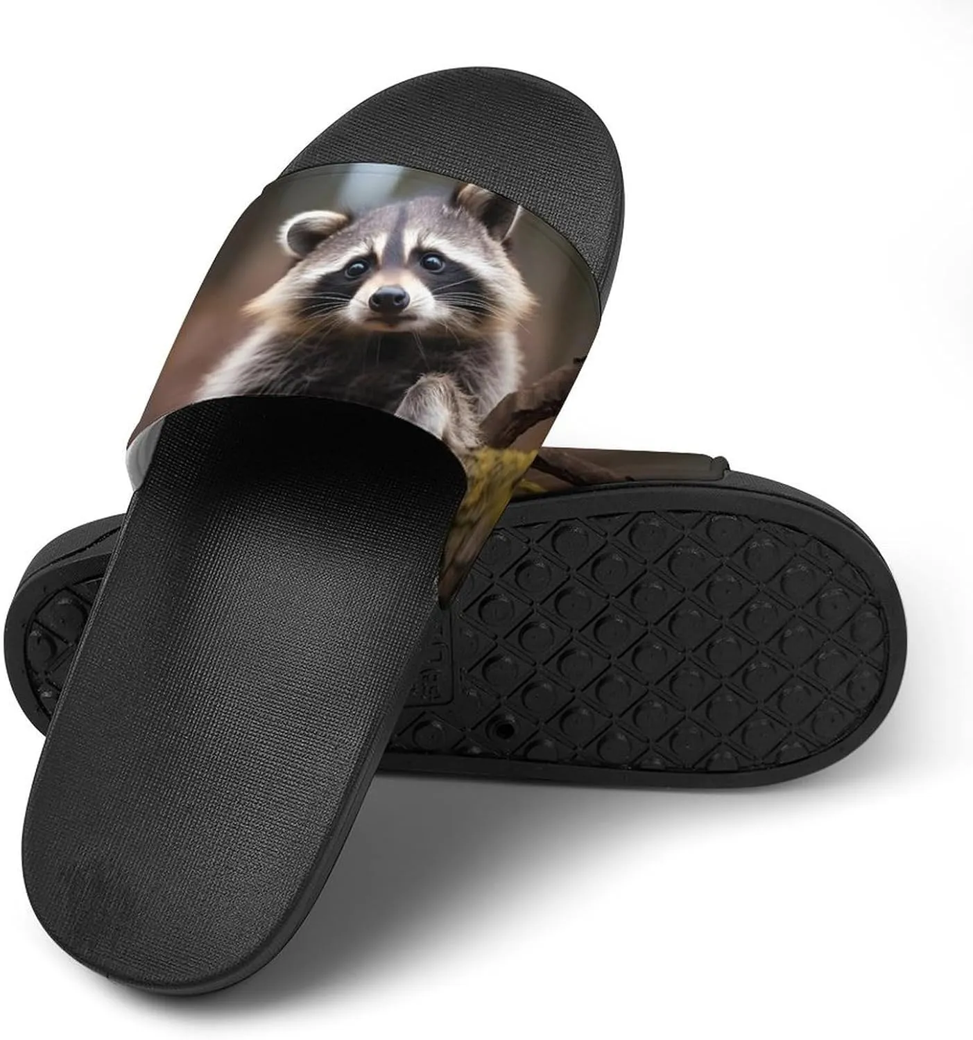 Wild Animal Cute Raccoon PVC Home Slippers Non Slip Shower Shoes Bathroom Slippers Sandals for Women Men
