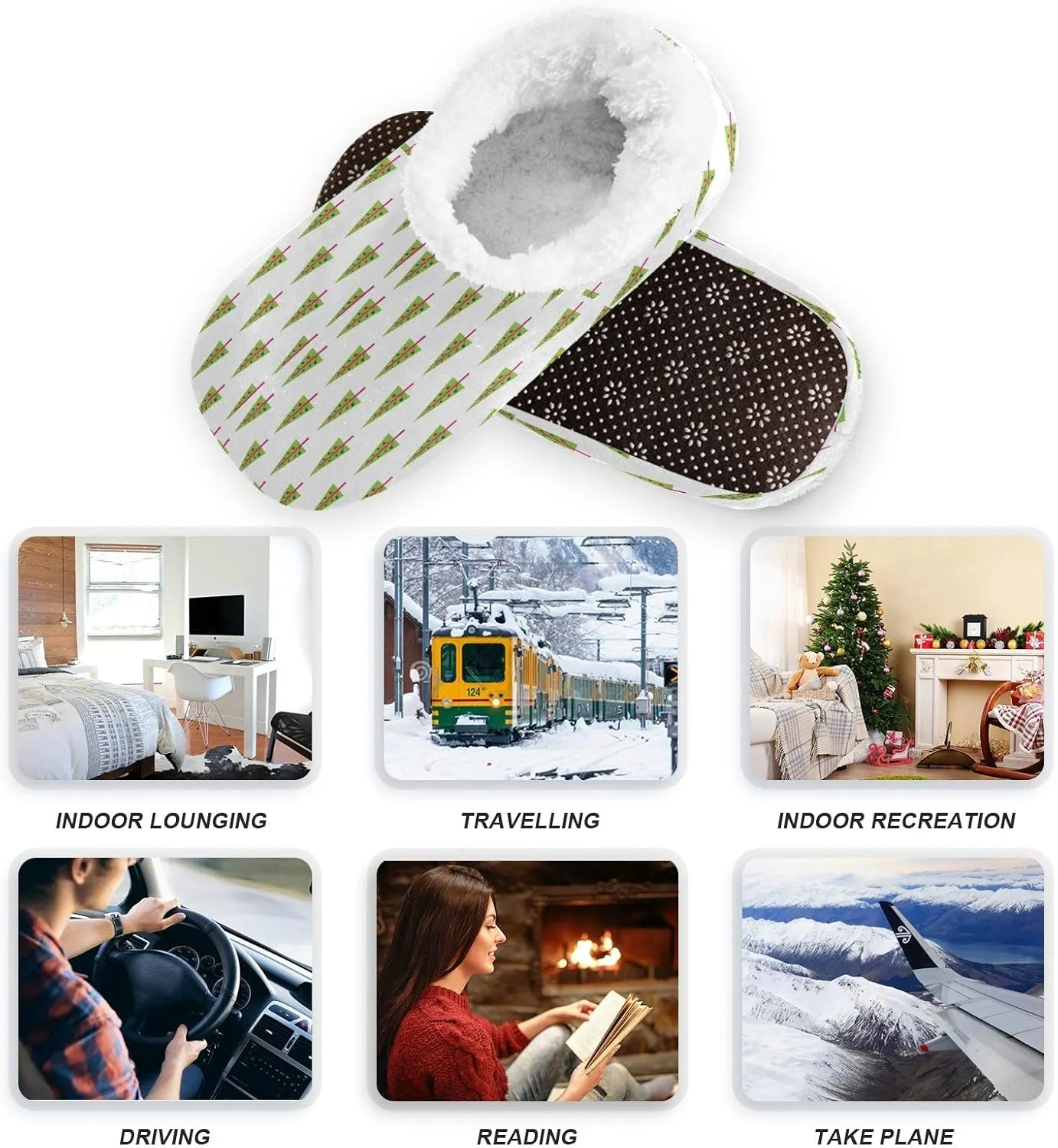 Winter House Slippers for Women/Men with Abstract Fruits Pattern Orange Element Cozy Fleece Slippers