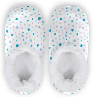 Winter House Slippers for Women/Men with Colorful Blue and Pink Spot Element Cozy Fleece Slippers