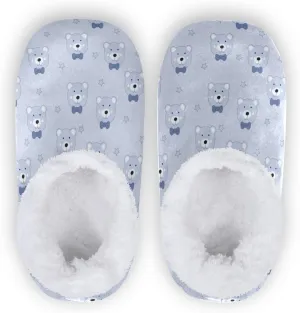 Winter House Slippers for Women/Men with Golden Snowflakes On Deep Blue Element Cozy Fleece Slippers