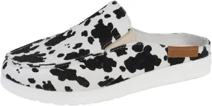 Women Canvas Slip On Lightweight Mule Sneaker Summer Fashion Open Back Flats, Closed Round Toe Low Top Loafer Casual Comfort Walking Sandals