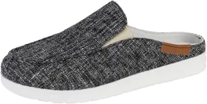 Women Canvas Slip On Lightweight Mule Sneaker Summer Fashion Open Back Flats, Closed Round Toe Low Top Loafer Casual Comfort Walking Sandals