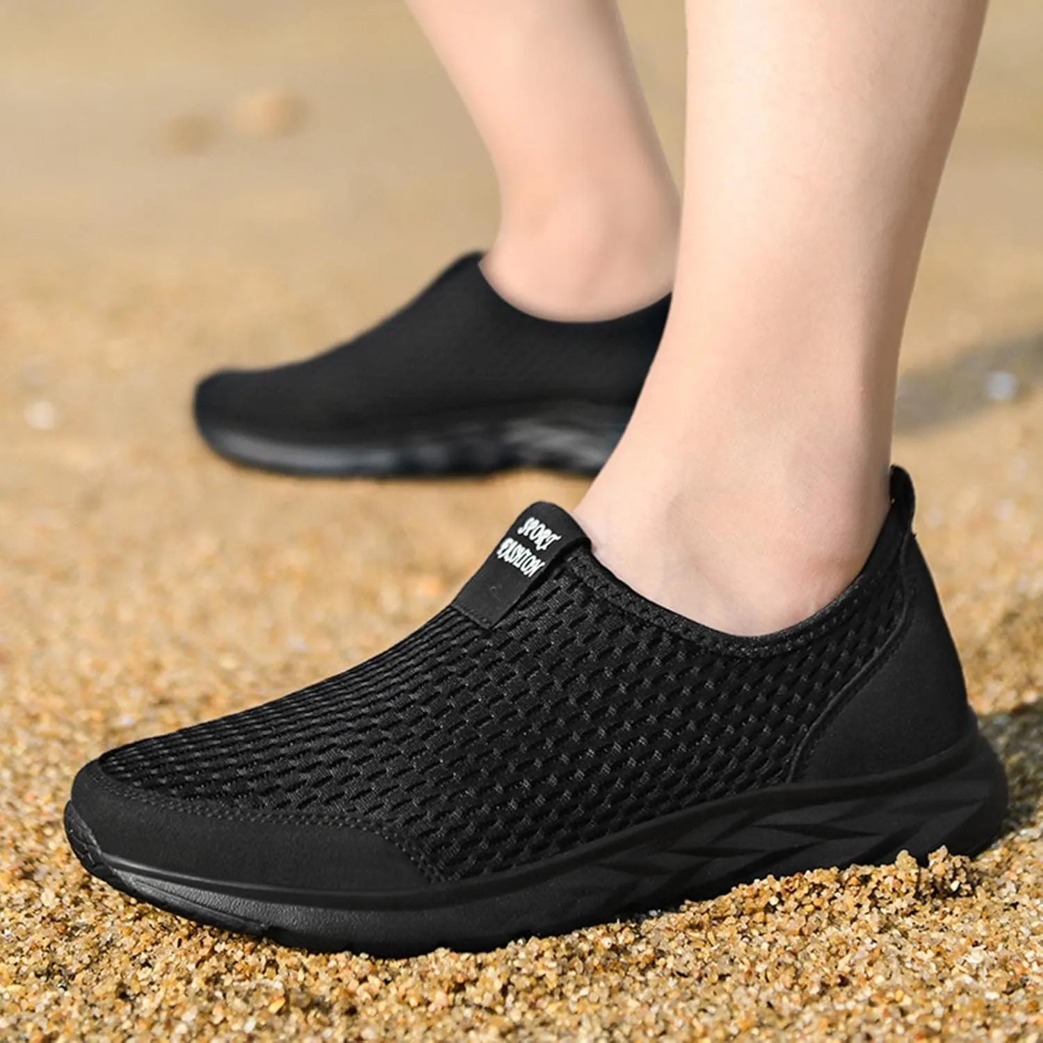 Women Casual Slip On Sneakers Breathable Knit Walking Shoes Lightweight Loafers Non Slip Comfortable Flats