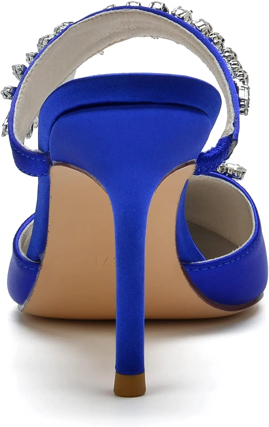 Women Heeled Mules Rhinestone Strappy Pointed Toe Mules Stiletto High Heels Wedding Bridal Dress Sandals for Women