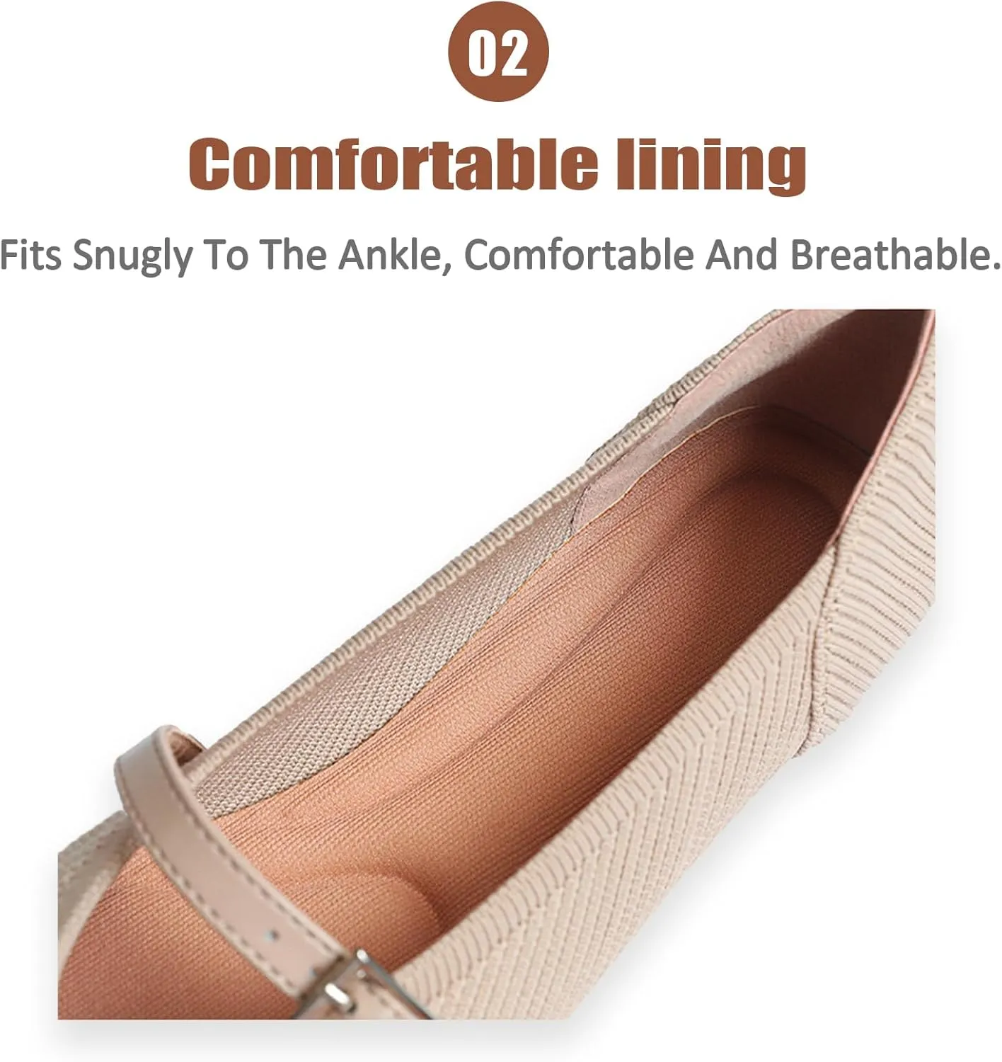 Women Knitted Striped Pointed Toe Mary Jane Flats with Adjustable Ankle Strap Comfort Casual Breathable Lightweight Washable Walking Shoes Dressy Ballet Flats for Office Dating