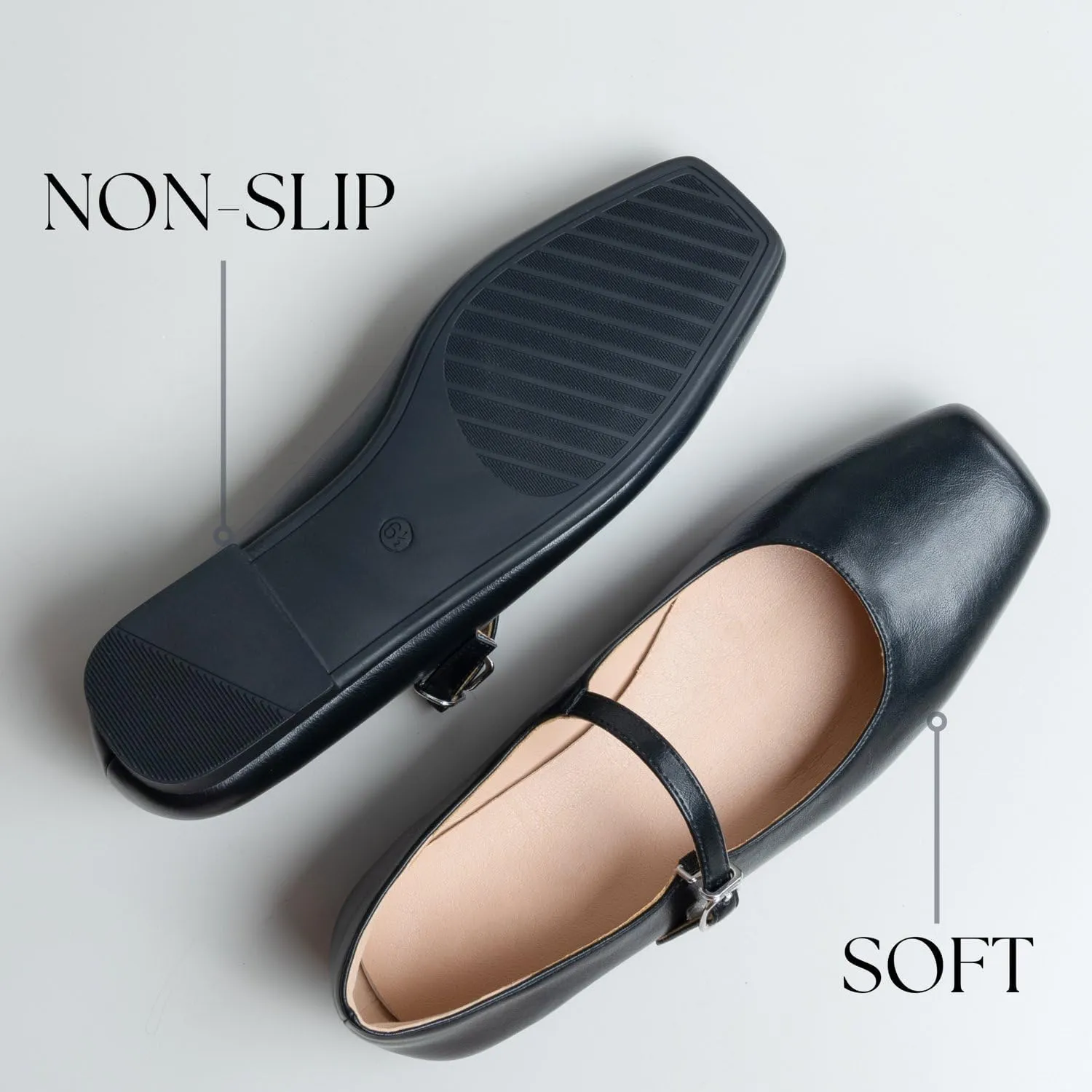 Women Mary Jane Shoes,Slip On Ankle Strap Dress Flat Shoes