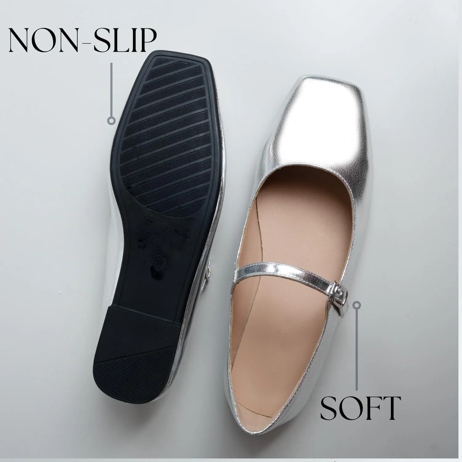 Women Mary Jane Shoes,Slip On Ankle Strap Dress Flat Shoes