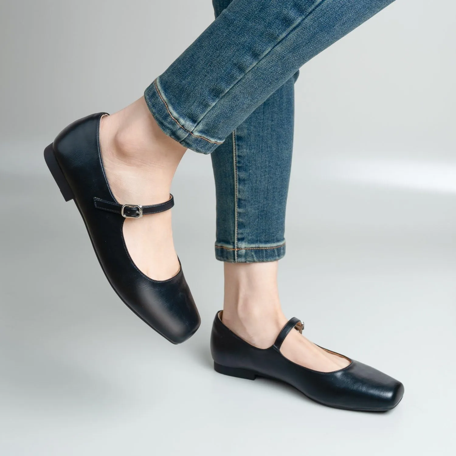 Women Mary Jane Shoes,Slip On Ankle Strap Dress Flat Shoes
