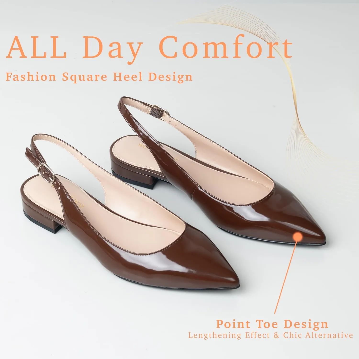 Women Slingback Flat Pointed Toe Shoes for Dressy,Casual,Work,Wedding