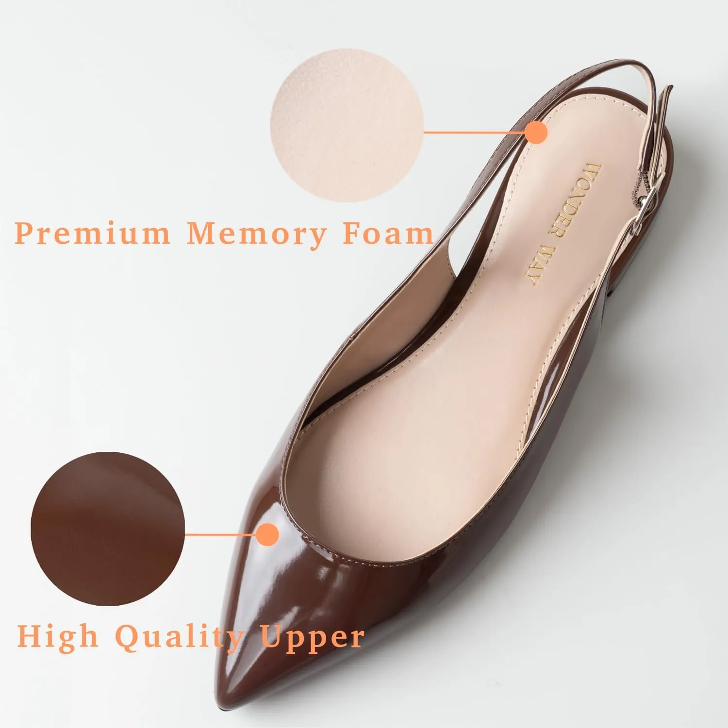 Women Slingback Flat Pointed Toe Shoes for Dressy,Casual,Work,Wedding