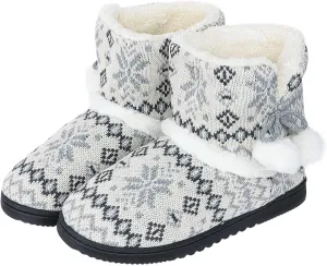 Women Slipper Boots Winter Warm Indoor Bootie Girl Plush Ankle High Boots Non-Slip Home Slipper Knit Twist Large Boot Shoes