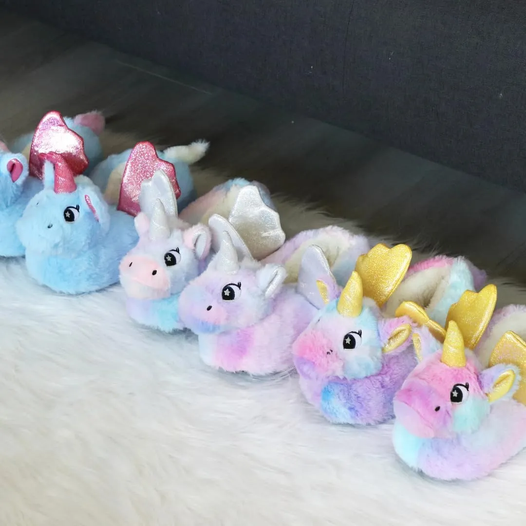 Women Unicorn Animal Slippers Slip-On Memory Foam Anti-Skid House Shoes Cute Fuzzy Cartoon Christmas Gifts