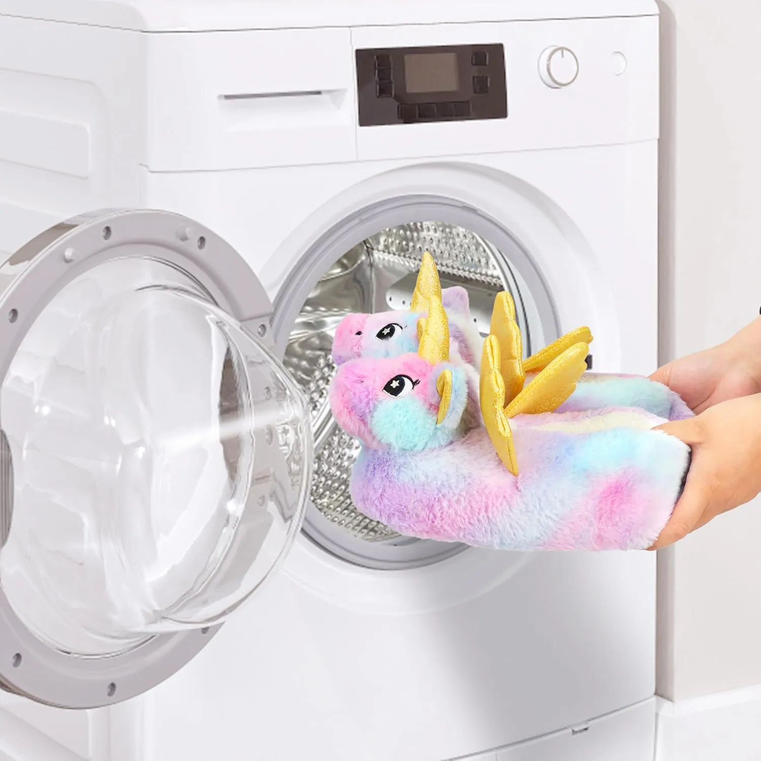 Women Unicorn Animal Slippers Slip-On Memory Foam Anti-Skid House Shoes Cute Fuzzy Cartoon Christmas Gifts